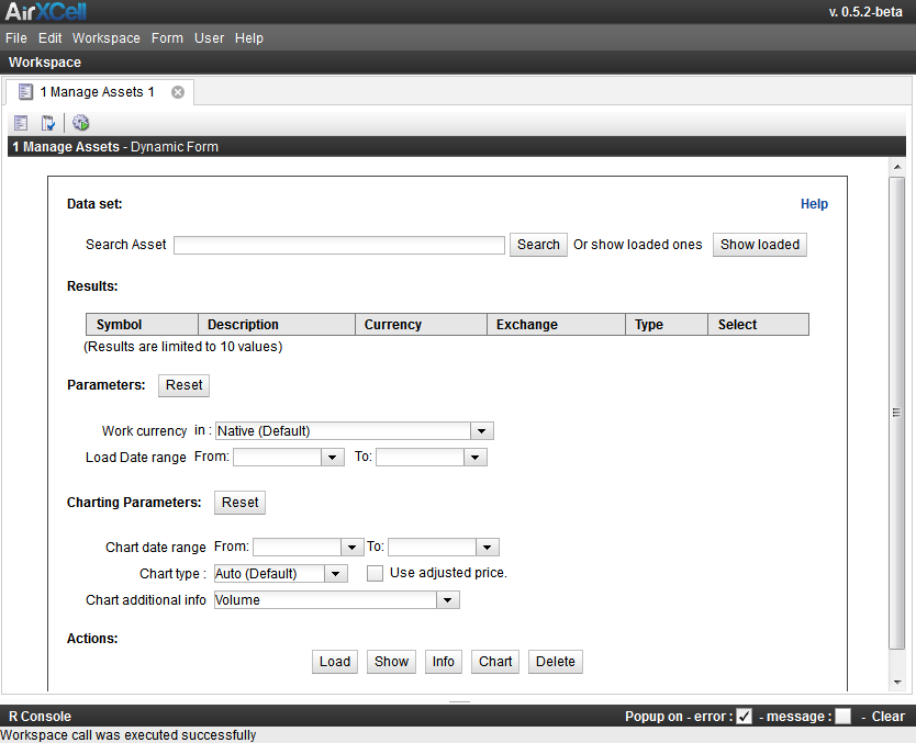 Empty 1. Manage Assets form