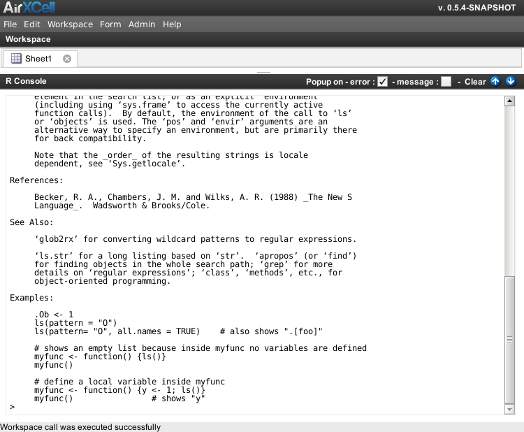Result of the '? ls' command