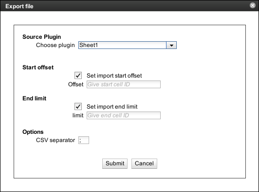 File Export Dialog (for Calc Sheet)