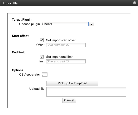 File Import Dialog (for Calc Sheet)