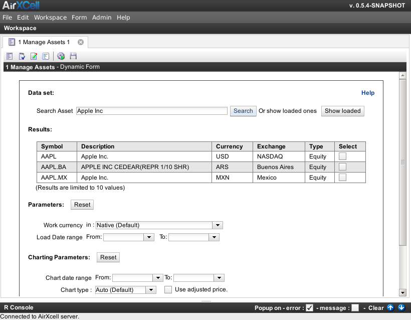 1. Manage Assets' dynamic form