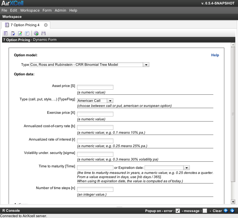 Binomial option pricing example