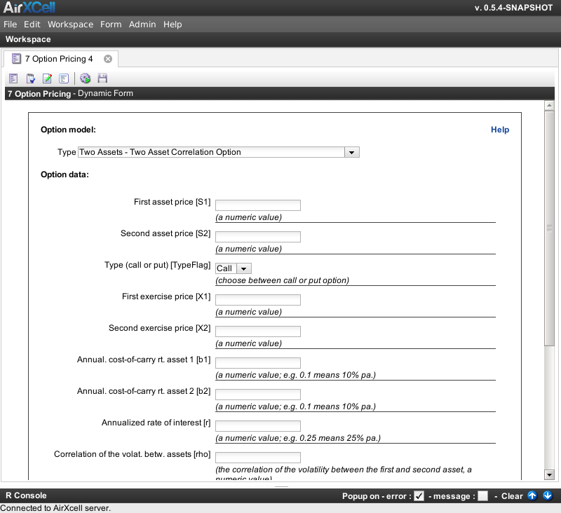 Multiple Assets option pricing example