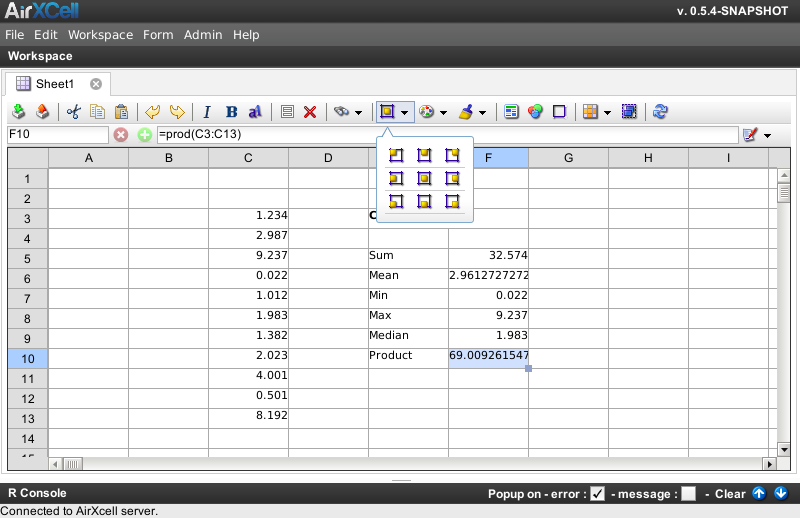 Choose cell value alignment