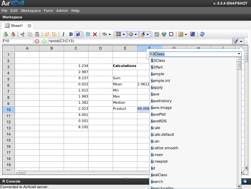 R functions list